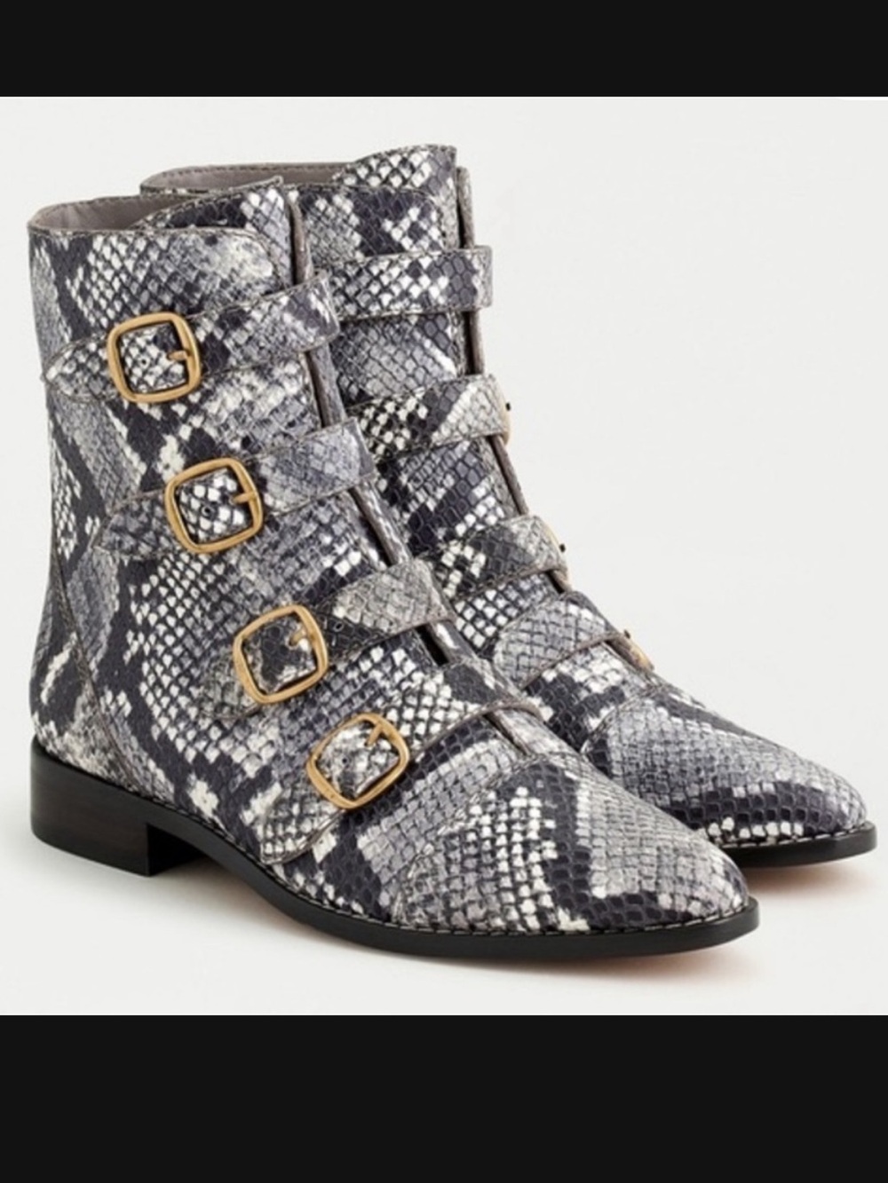 J. Crew Snake-Print Ankle Boots